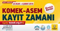KOMEK ve ASEM Kayıtları 24 Ocak-4 Şubat Arası Yapılacak