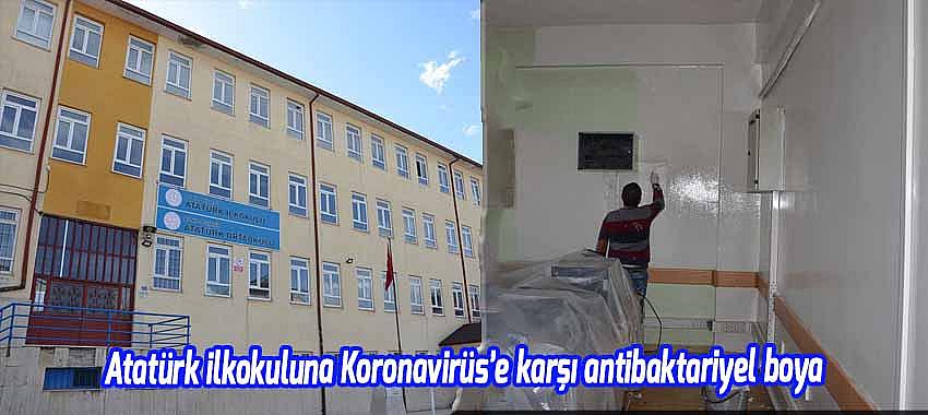 Atatürk İlkokulu Koronavirüs'e karşı Antibakteriyel boya ile boyanıyor