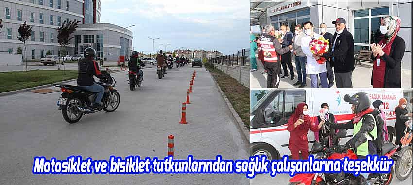 Beyşehir'de motosiklet ve bisiklet tutkunlarından sağlık çalışanlarına teşekkür