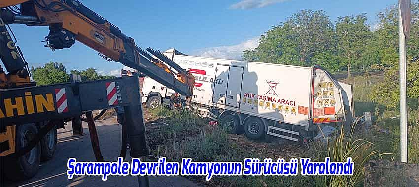 Beyşehir’de Şarampole Devrilen Kamyonun Sürücüsü Yaralandı
